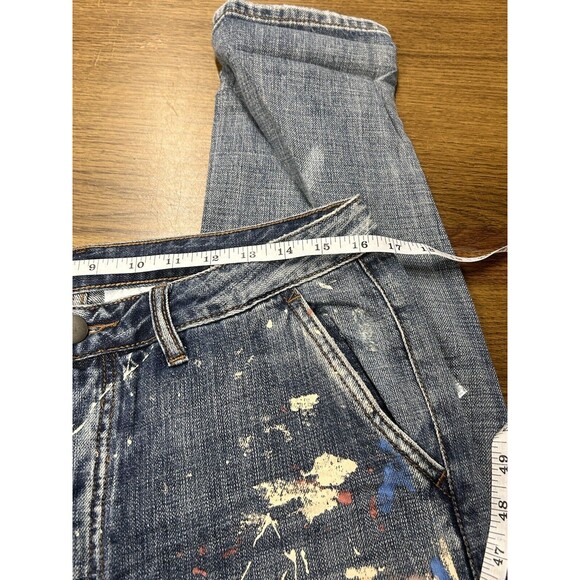 NWT Man X One Teaspoon 32R Mr Browns Blue Suede Paint Splatter Distressed Jeans - Picture 4 of 10